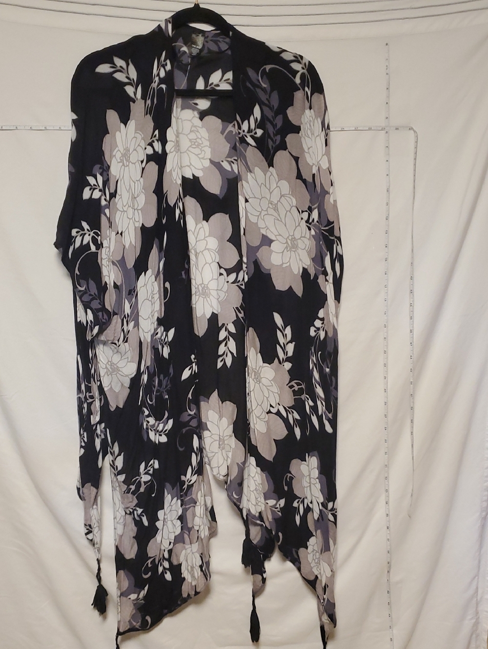 Mix It Floral Sheer Black & Gray Kimono Robe Breezy Boho